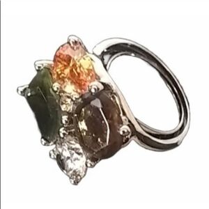 Vintage Multi Gemstone Cocktail Ring | EUC | Earth Tone Shades